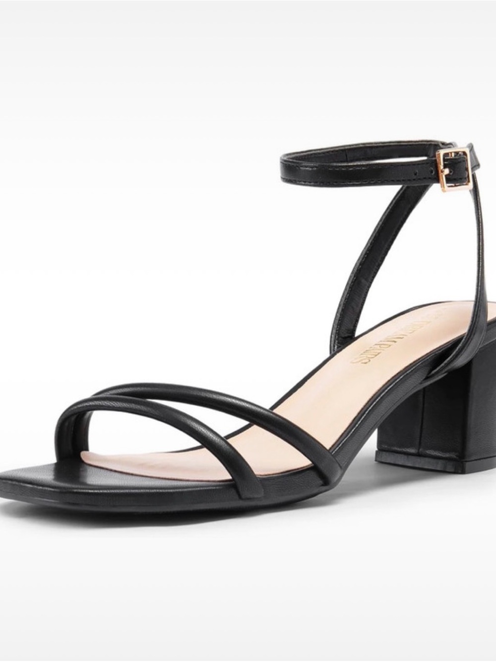 Dream Pairs Black Minimalist Ankle-Strap Block Heel